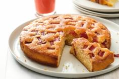 Rhubarb, almond and orange syrup cake