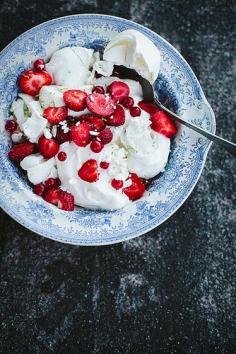 Meringues with Strawberries Repin Via: Sarah Kieffer