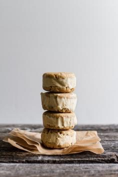 Peach Bourbon Ice Cream Sandwiches with Lemon Cornbread Cookies