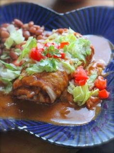Beef and Potato Burritos Enchilada Style