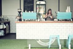 Two custom Slayers in turquoise at Padre Coffee, Melbourne. And matching tolix stools. Stop it.