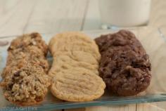 Oatmeal chocolate chip, peanut butter and chocolate brownie clusters.