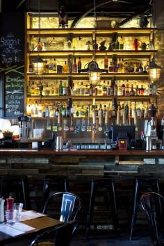 Alfredo's Pizzeria, Brisbane Australia. The bar looks like an office tower in a distant city scape.