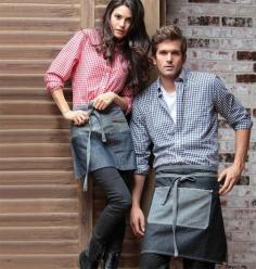 Classic Kitchen Gingham Shirt paired with an Urban Chic Denim Apron | Get the LOOK @ ChefsEmporium.net (Gingham Shirts - www.chefsemporium...) (Urban Aprons - www.chefsemporium...)