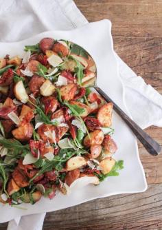 Roasted Potato Salad with Pancetta, Sun-Dried Tomatoes and Arugula