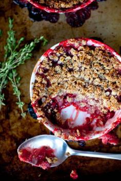 red currant + strawberry oat thyme crisp