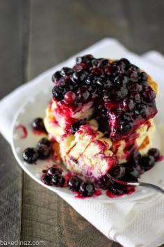 Lemon Ricotta Pancakes w/ Blueberry Sauce