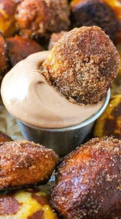 Cinnamon Sugar Soft Pretzel Bites with Nutella Cream Cheese Dipping Sauce