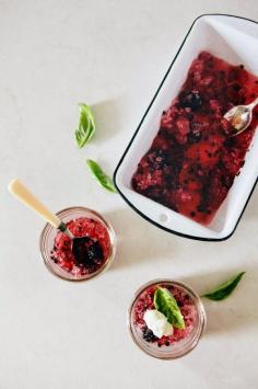Blackberry Rosé Granita with Basil Whipped Cream