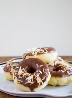 BAKED PINEAPPLE DONUTS WITH CHOCOLATE GLAZE & TOASTED COCONUT