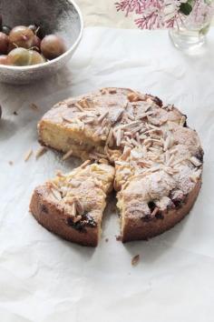 fork and flower: gooseberry, spelt & almond cake