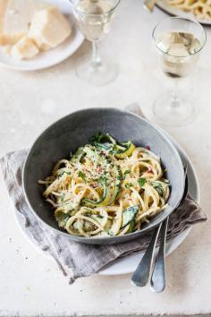 Lemony Zucchini Carbonara with Chii