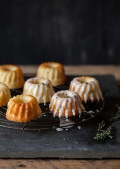 Lemon and thyme mini bundt cakes // DrizzleandDip.com // Sam Linsell