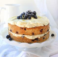 blueberry zucchini cake with lemon buttercream.