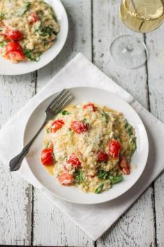 Fresh Tomatoes, Mozzarella and Arugula Risotto