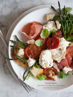 Burrata and Roasted Asparagus and Tomato Salad