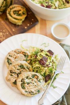 SPINACH AND SALMON BAKED OMELET ROLL
