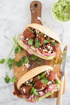 Mexican Turkey Meatball Sandwiches with Avocado Smash