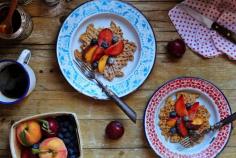 Hoje para jantar ...: Waffles de pêssego {para começar bem a semana}