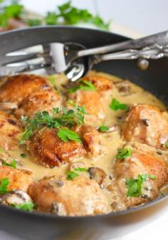 Creamy Chicken and Mushroom Skillet! One skillet easy!!