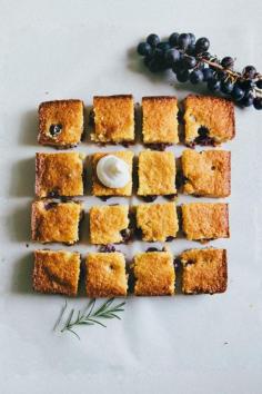 Hummingbird High: Concord Grape Cornbread with Rosemary Whipped Cream