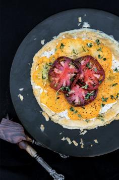 “Bloody Red” Heirloom Tomato and Goat Cheese Tart