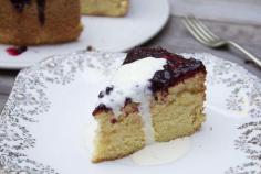 Lemon polenta cake sliced