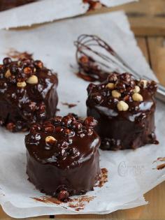 Hazelnut Mousse Cakes with Gooey Chocolate Glaze