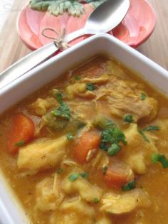 Easy Chicken Dumplings Soup with Pumpkin Recipe | SavingSaidSimply.com