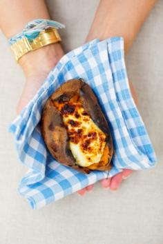 Goats Cheese Stuffed Sweet Potato