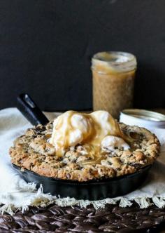 
                        
                            Salted Caramel Filled Dark Chocolate Chunk Skillet Cookies
                        
                    