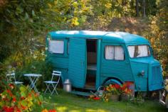 This Citroen HY is from 1968 and it is in Vestby, Norway. The owners have made a nice double bed and a little sofa. Bathroom is inside their house, five meters from the van. They have parking for cars next to the van and hotspots for internet in the van. They are located 150 meter from the beach and is in the middle of the forest about half an hour drive from Oslo. Check out below the beautiful pictures of this little house:
