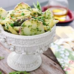 
                    
                        Potato with Arugula Pesto, Potato, Asparagus and Peas | ShesCookin.com
                    
                