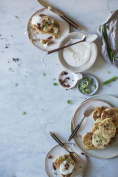 
                    
                        bacon scallion griddle cakes + maple creme fraiche
                    
                