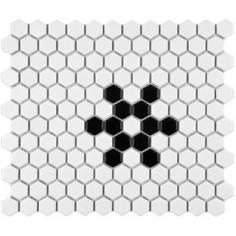 
                    
                        SomerTile 10.25x11.75-inch Victorian Hex 1-inch Matte White Snowflake Porcelain Mosaic Tile (Pack of 10)
                    
                