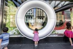 Children enjoy watching the Myer Christmas Windows after it was unveleid unveiled on November 8, 2014 in Melbourne, Australia, at the Myer Christmas Windows Unveiling.