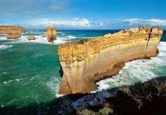 The Loch Ard Gorge, inside Port Campbell National Park, has hulking limestone monoliths like The Razorback. Aus.