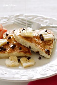 Heart-Shaped Chocolate Chip Banana Pancakes | Skinnytaste