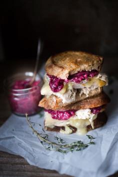 
                    
                        Turkey Brie Grilled Cheese Sandwich with Cranberry Mustard
                    
                
