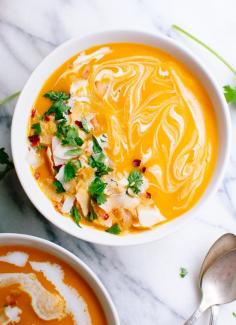 Creamy yet light Thai curried butternut squash soup - cookieandkate.com