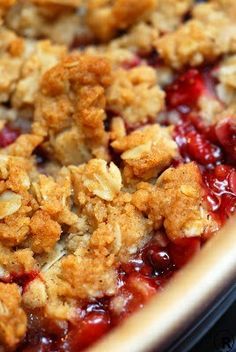 Strawberry rhubarb crisp.  This was easy and only took a few ingredients.  And it turned out delicious! -H