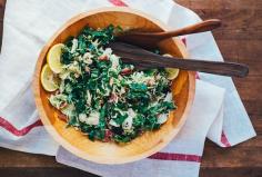 shaved brussels sprout, bacon, and meyer lemon salad