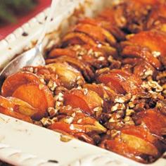
                    
                        Roasted Apples and Sweet Potatoes in Honey-Bourbon Glaze
                    
                