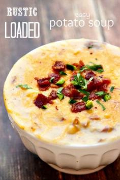 
                    
                        This rustic Loaded Potato Soup is so easy to make and has a ton of flavor!! Loaded Potato Soup is comforting, warm and you can tailor it to ...
                    
                