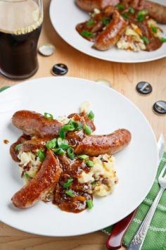 
                    
                        Bangers and Colcannon with Guinness Onion Gravy
                    
                
