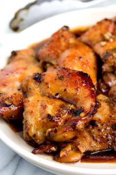 HONEY SOY CHICKEN: 1.5-2 lbs boneless skinless chicken thighs, 3 T veg oil, 3 T low sodium soy sauce, 1 tsp sesame oil, 5 T honey, 4 garlic cloves, 1/2 tsp ground ginger, 1/2 tsp black pepper
