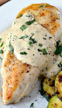 Delicious Recipe Pins: Creamy Chicken and Herb Skillet Recipe ~ 15 minute chicken dinner recipe!
