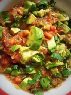 Roasted Garlic Salsa and Avocado