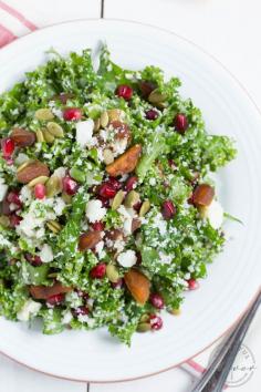 
                    
                        Cauliflower Kale Salad with Pomegranate, Dried Apricots and Pumpkin Seeds
                    
                