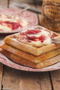 Buckwheat Waffles with Rhubarb Cream